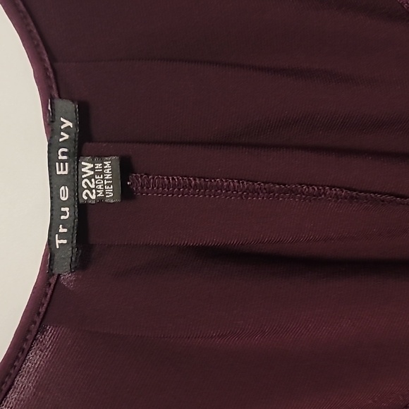 True Envy dress 22W wine waist detail office academia preppy pleated - Picture 3 of 5